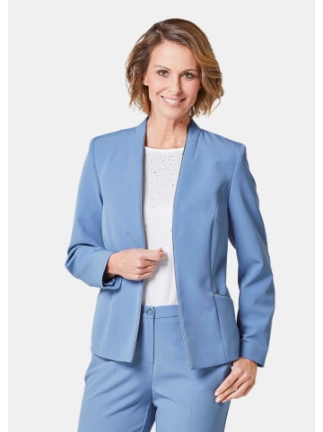 GOLDNER Blazer Blazer mit feinen Kontrastpaspeln in taubenblau