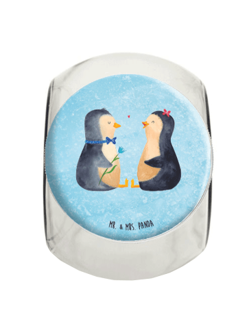 Mr. & Mrs. Panda Bonbonglas Pinguin Pärchen ohne Spruch in Eisblau