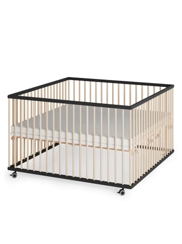 Sämann Sämann Laufgitter mit Matratze Cloud Air & Schlupfsprossen schwarz/natur Premium