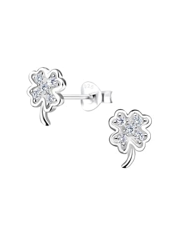 Alexander York Ohrringe, Ohrstecker KLEEBLATT mit Zirkonia in 925 Sterling Silber, 2-tlg. in silver
