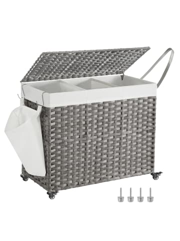 SONGMICS Wäschekorb Eliott in Grau - (B)33 x (H)66 x (T)76 cm