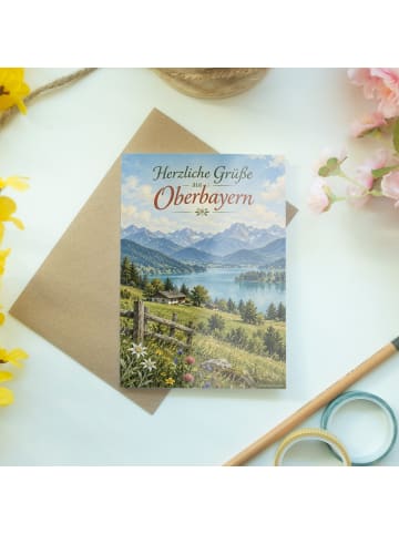 Grußkarte Landschaft zeitlos Design mit Spruch in Weiß