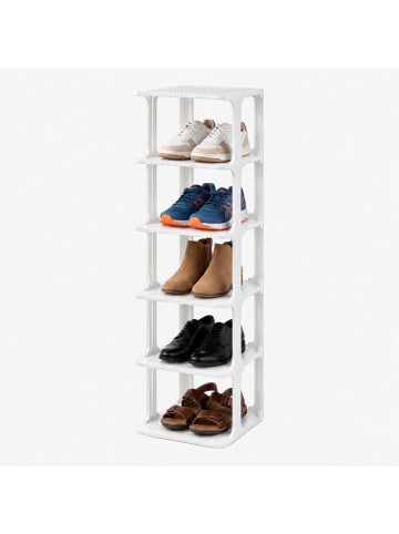 relaxdays Schuhregal "6 Ebenen" in Weiß - (B)26,5 x (H)91 x (T)30,5 cm