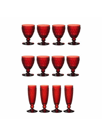 Villeroy & Boch 12er Set Wasser-, Wein- und Sektgläser Boston Coloured in Rot