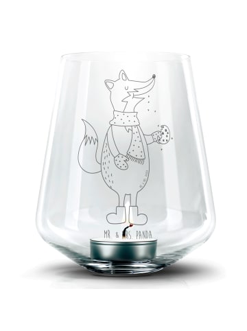 Mr. & Mrs. Panda Windlicht Glas Fuchs Keks ohne Spruch in Transparent