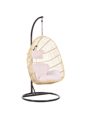 Beliani Hängesessel CASOLI in Braun/Weiß/Schwarz - (W) 97 x (H) 199 x (L) 97 cm