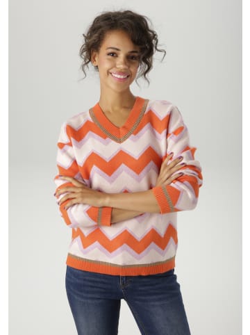 Aniston CASUAL Strickpullover in orange-flieder-rosé-goldfarben