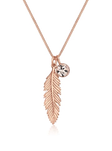 Elli Halskette 925 Sterling Silber Boho, Feder in Rosegold