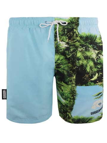 GUGGEN MOUNTAIN Badehose Herren Badeshorts Schnelltrocknend Palmen in Türkis