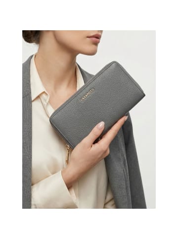 Lazarotti Bologna Leather XL Double Zip-Around Geldbörse RFID Leder 20 cm grey