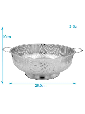 Intirilife Küchensieb mit zwei Griffen in Silber