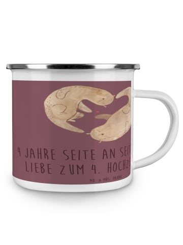 Mr. & Mrs. Panda Camping Emaille Tasse 4. Hochzeitstag Seidenhoc... in Kaffa Coffee