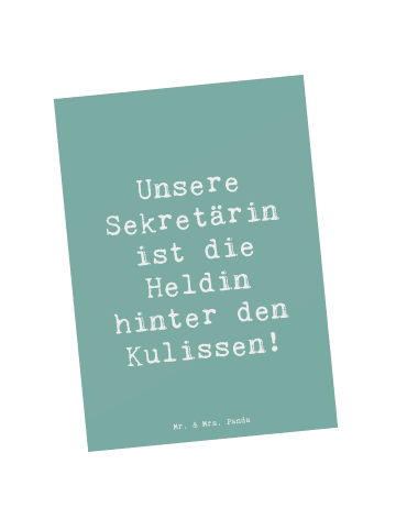Mr. & Mrs. Panda Postkarte Spruch Sekretärin Heldin mit Spruch in Meeresbrise