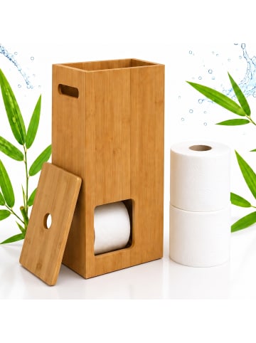 relaxdays Toilettenpapier Aufbewahrung in Natur - (B)25 x (H)50 x (T)14 cm