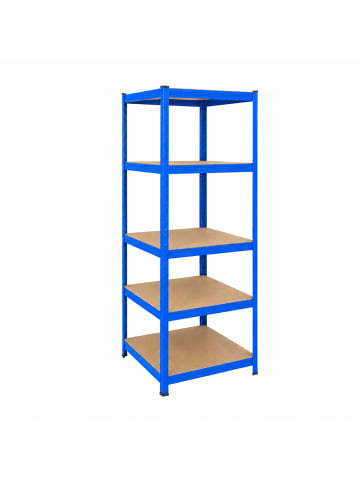 relaxdays Schwerlastregal in Blau/ Braun - (B)60 x (H)200 x (T)60 cm