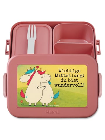 Mr. & Mrs. Panda Essensbox Einhorn Mitteilung Design mit Spruch in Rot Pastell