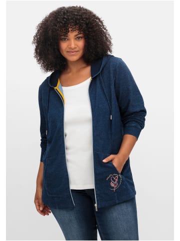 sheego Kapuzensweatjacke in dark blue Denim