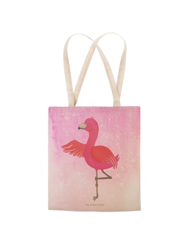 Mr. & Mrs. Panda Tasche Flamingo Yoga ohne Spruch in Aquarell Pink