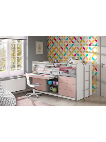 58 aufm Kessel HOCHBETT Kalinda 207x116x96 aus Holzwerkstoff+Metall in Weiß/Rosa