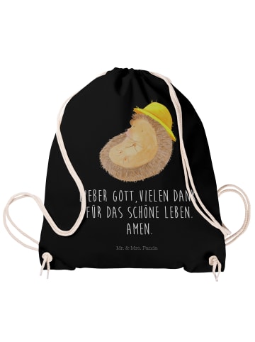 Mr. & Mrs. Panda Sportbeutel Igel Beten mit Spruch in Schwarz