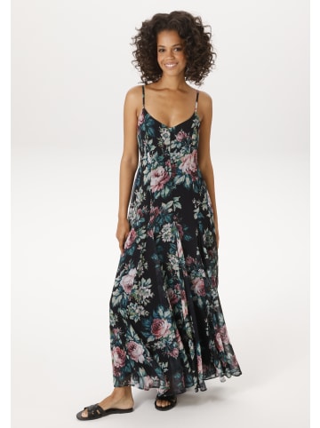 Aniston CASUAL Sommerkleid in schwarz-grüntöne-beere-bordeaux-rose-blau