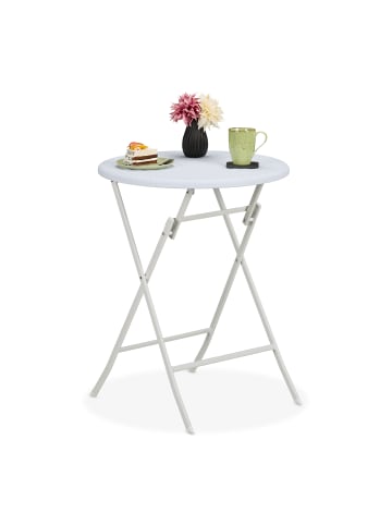 relaxdays Gartentisch "Rattan-Optik" in Weiß - (H)75 x Ø 60 cm