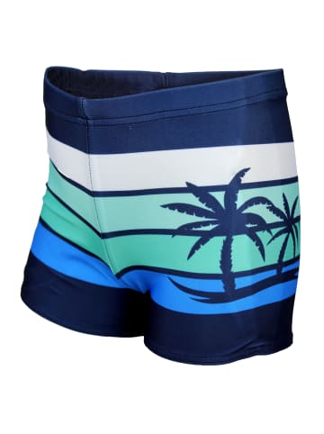 Aquarti Jungen Badehose Gestreift mit Motiven in hellblau/grün