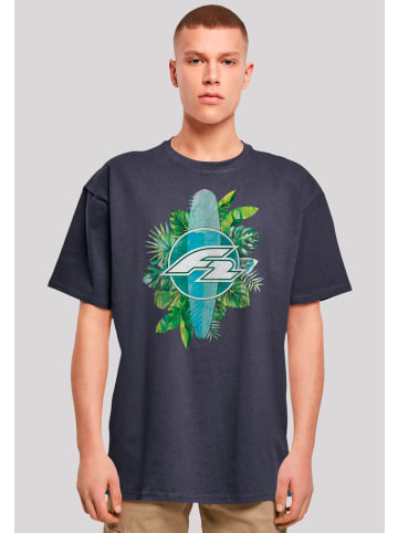 f2 Oversize T-Shirt F2 Tropical Surfboards Sommer in marineblau