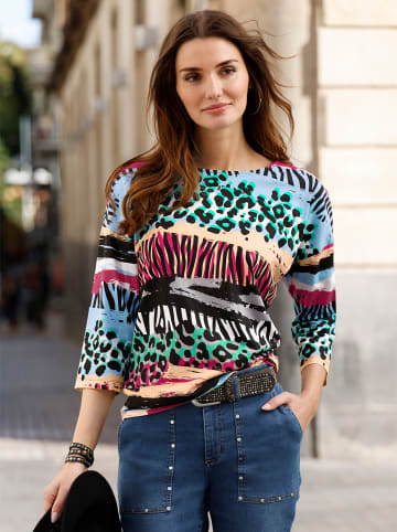 Sieh an! 3/4-Arm-Shirt in schwarz-pink-bedruckt