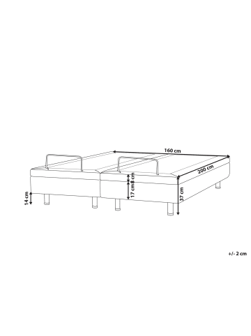 Beliani Doppelbett DUKE II in Grau/Schwarz - (W) 160 x (H) 37 x (L) 200 cm