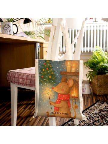 Mr. & Mrs. Panda Stofftasche Maus Weihnachten Design ohne Spruch in Weiß