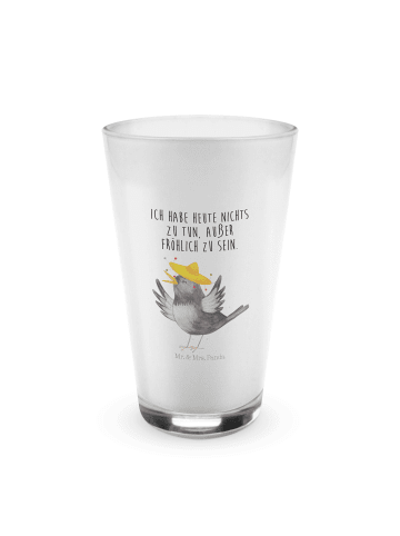 Mr. & Mrs. Panda Latte Macchiato Glas Rabe Sombrero mit Spruch in Transparent