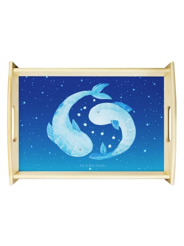 Mr. & Mrs. Panda Holztablett Sternzeichen Fische ohne Spruch in Sternenhimmel Blau