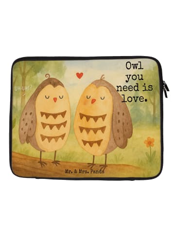 Mr. & Mrs. Panda Notebooktasche Eulen Liebe Design mit Spruch in Weiß