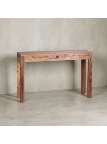 KADIMA DESIGN Konsolentisch Massiv | Akazie, 120x40cm, Schublade, Landhaus in Beige