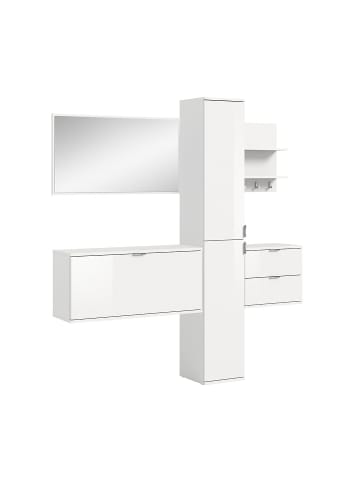 ebuy24 Garderobenmöbelset ProjektX (5-teilig) Weiß 174 x 34 cm