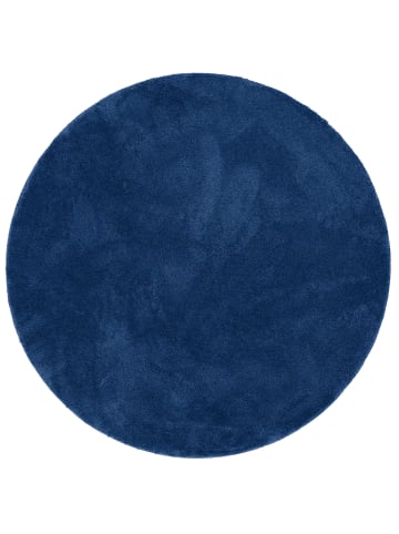 Pergamon Hochflor-Teppich Silky Rund in dunkelblau