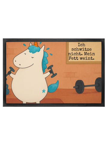 Mr. & Mrs. Panda fußmatte Einhorn Fitness Design mit Spruch in Weiß