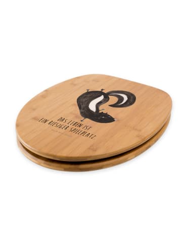 Mr. & Mrs. Panda Motiv WC Sitz Stinktier Handstand mit Spruch in Braun