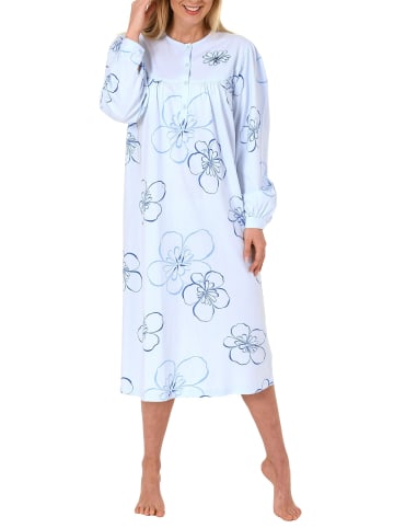 NORMANN Nachthemd Knopfleiste am Hals - 58415 in hellblau