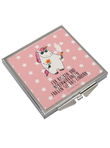 Mr. & Mrs. Panda Handspiegel Einhorn Woodstock mit Spruch in Rot Pastell
