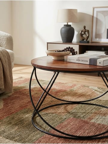 KADIMA DESIGN Couchtisch Sheesham Massivholz / Metall 60 x 40 x 60 cm,