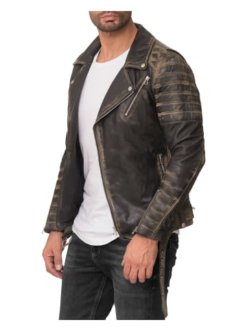 Reichstadt Herren Slim Fit Echtleder Jacke  in Fungi Green