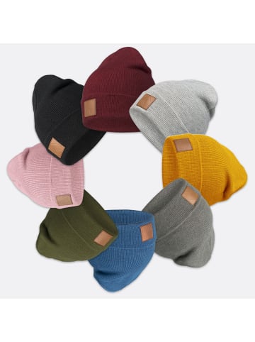 Occulto Winter Mütze Beanie Braun Label in Grau