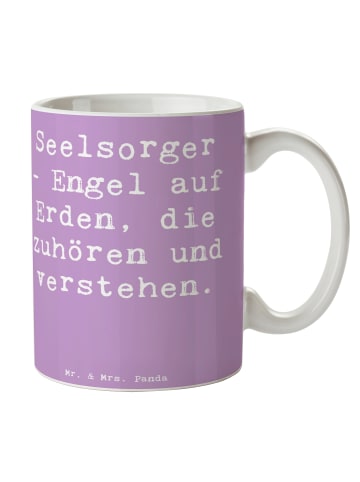 Mr. & Mrs. Panda Keramiktasse Spruch Seelsorger Engel mit Spruch in Lavendeltraum
