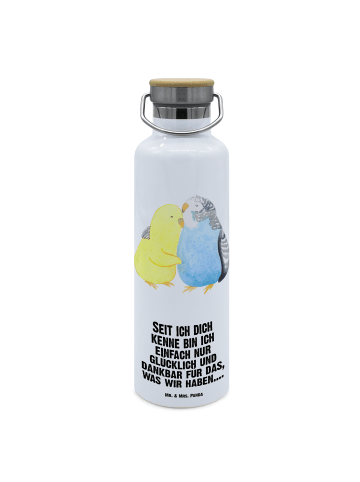 Mr. & Mrs. Panda Isolierte Trinkflasche Wellensittich Liebe mit ... in Weiß
