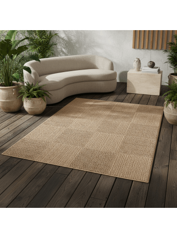 KADIMA DESIGN Flachgewebeteppich Jute-Optik Natur Bordüre Waschbar