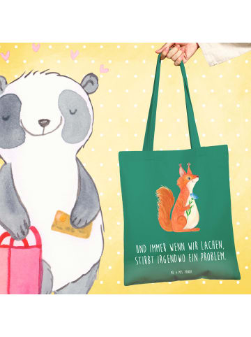 Mr. & Mrs. Panda Schultertasche Eichhörnchen Blume mit Spruch in Mint