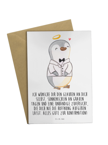 Mr. & Mrs. Panda Klappkarte Pinguin Konfirmation Hemd mit Spruch in Weiß