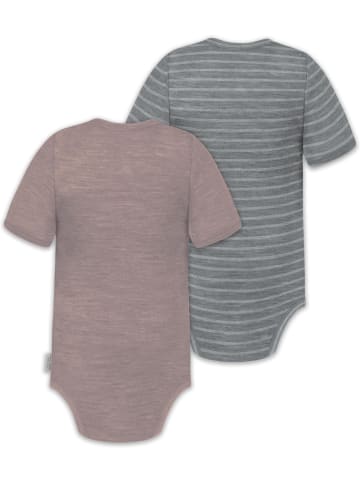 Normani Outdoor Sports 2er Set Doppelpack Baby Merino Body in Rosa/Grau